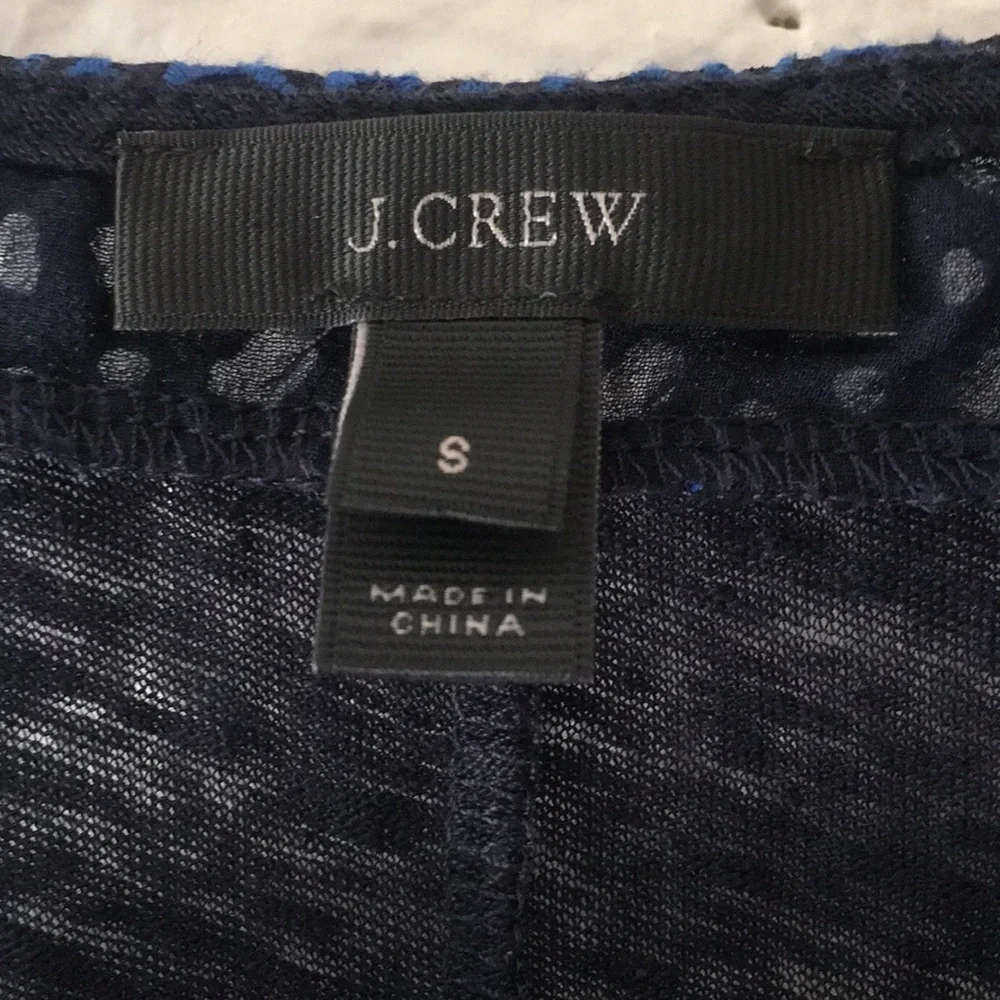 J. Crew blue & black semi-sheer eyelet top